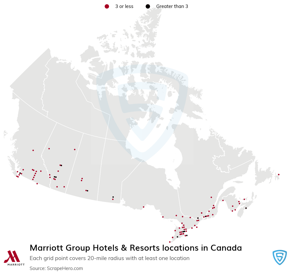 Map of  locations in Canada in 2024