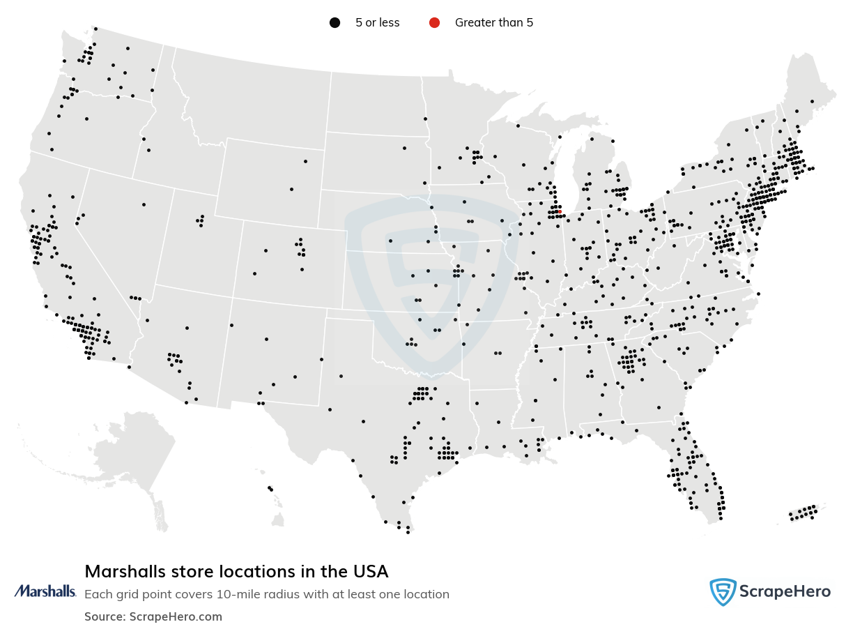 Map of  locations in the United States in 2025