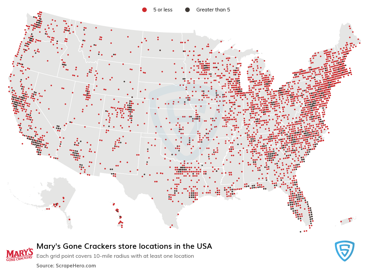 Map of  locations in the United States in 2024