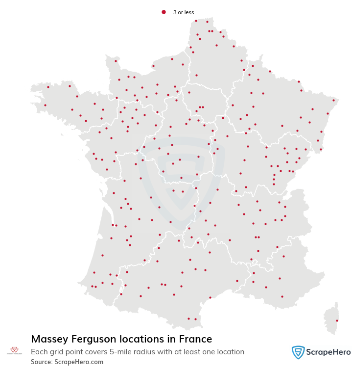 Map of Massey Ferguson locations in France