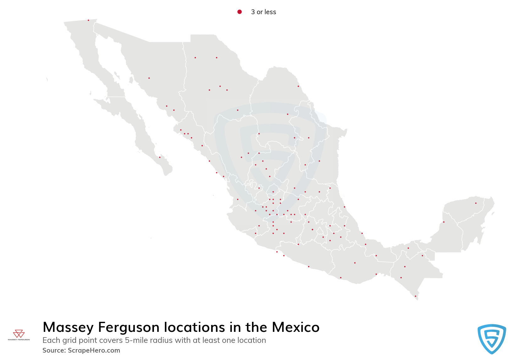 Map of Massey Ferguson locations in Mexico