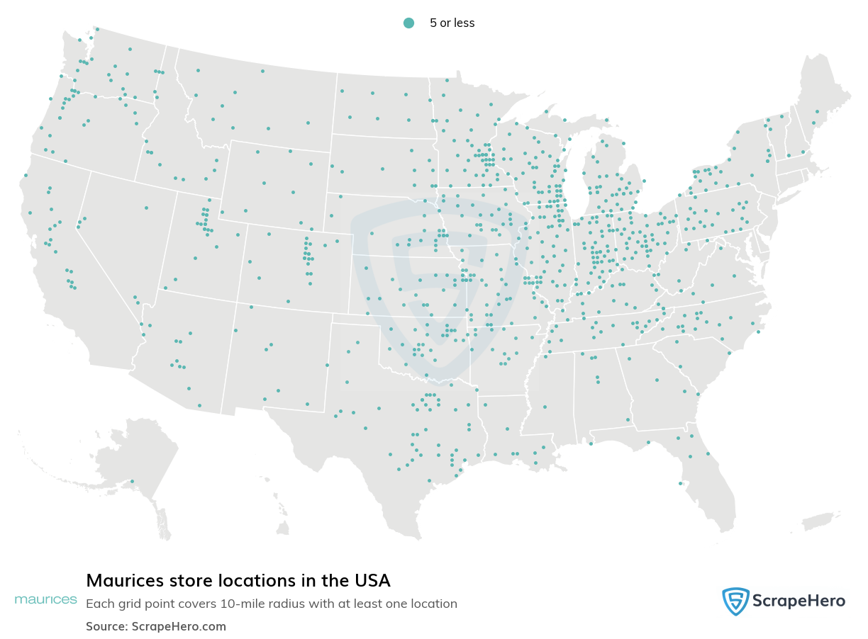 Map of  locations in the United States in 2024