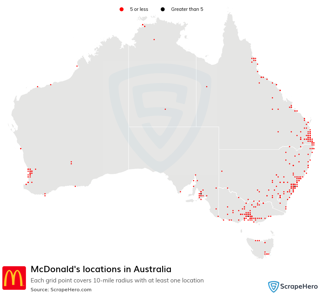 Map of  locations in Australia in 2024