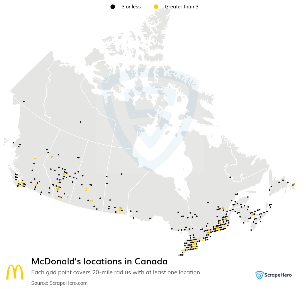 Map of  locations in Canada in 2025