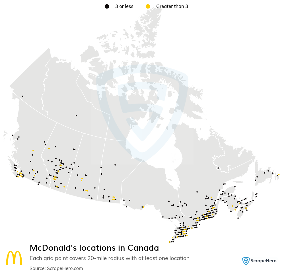 Map of McDonalds restaurants in Canada