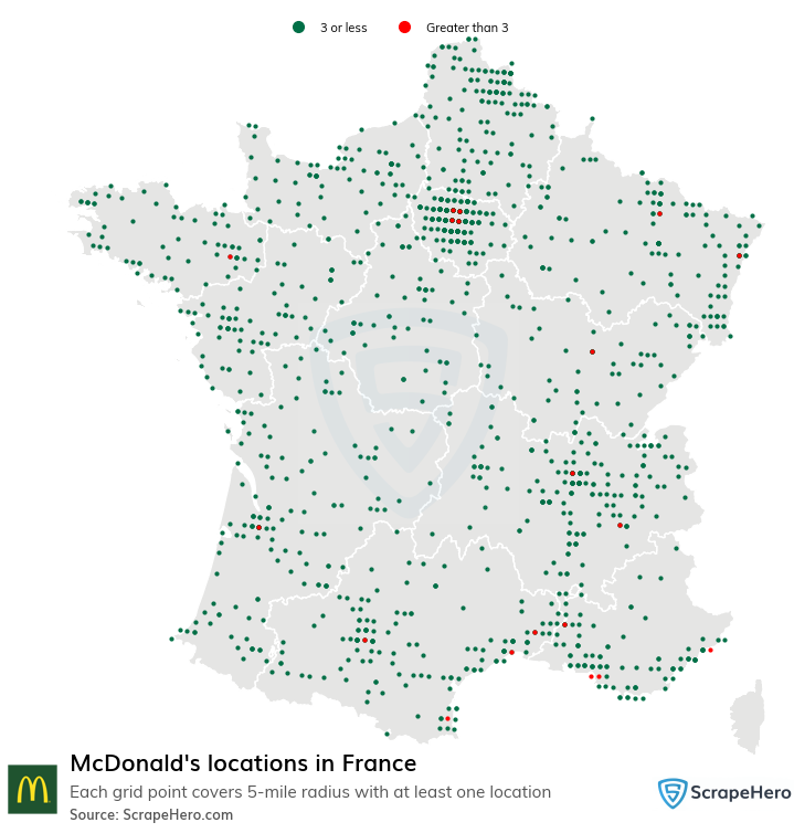 Map of McDonald's restaurants in France