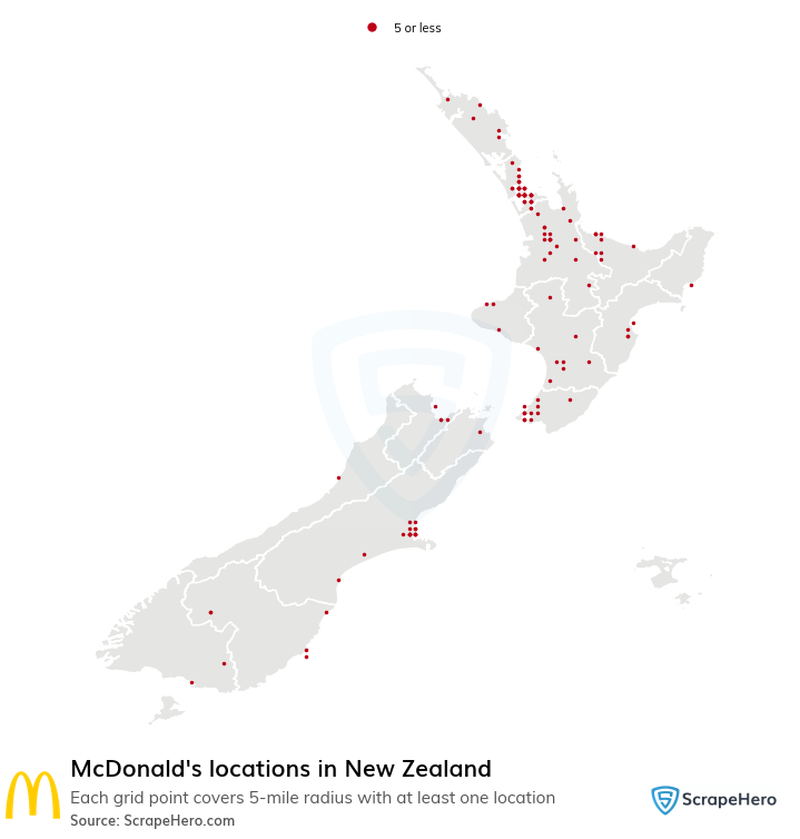 Map of McDonald's restaurants in New Zealand