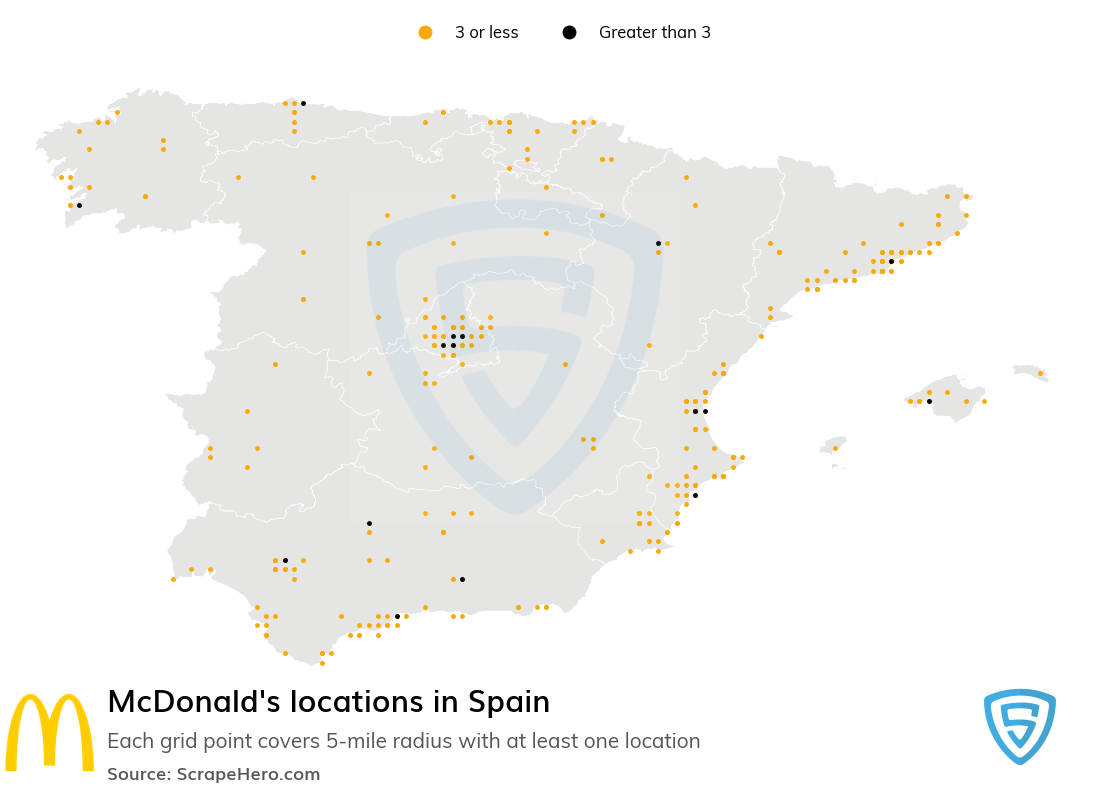 Map of McDonalds restaurants in Spain