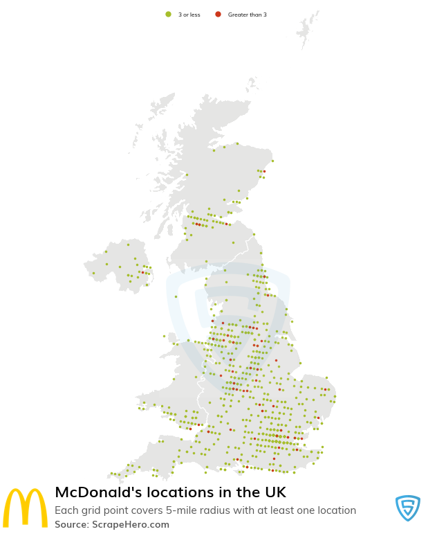 Map of McDonald's stores in the United Kingdom