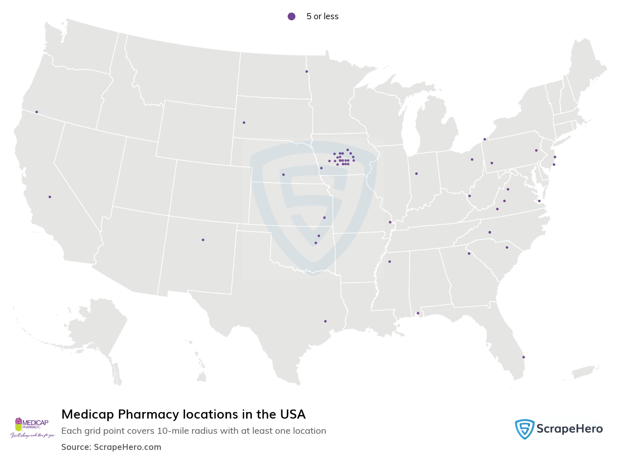 Map of  locations in the United States in 2025