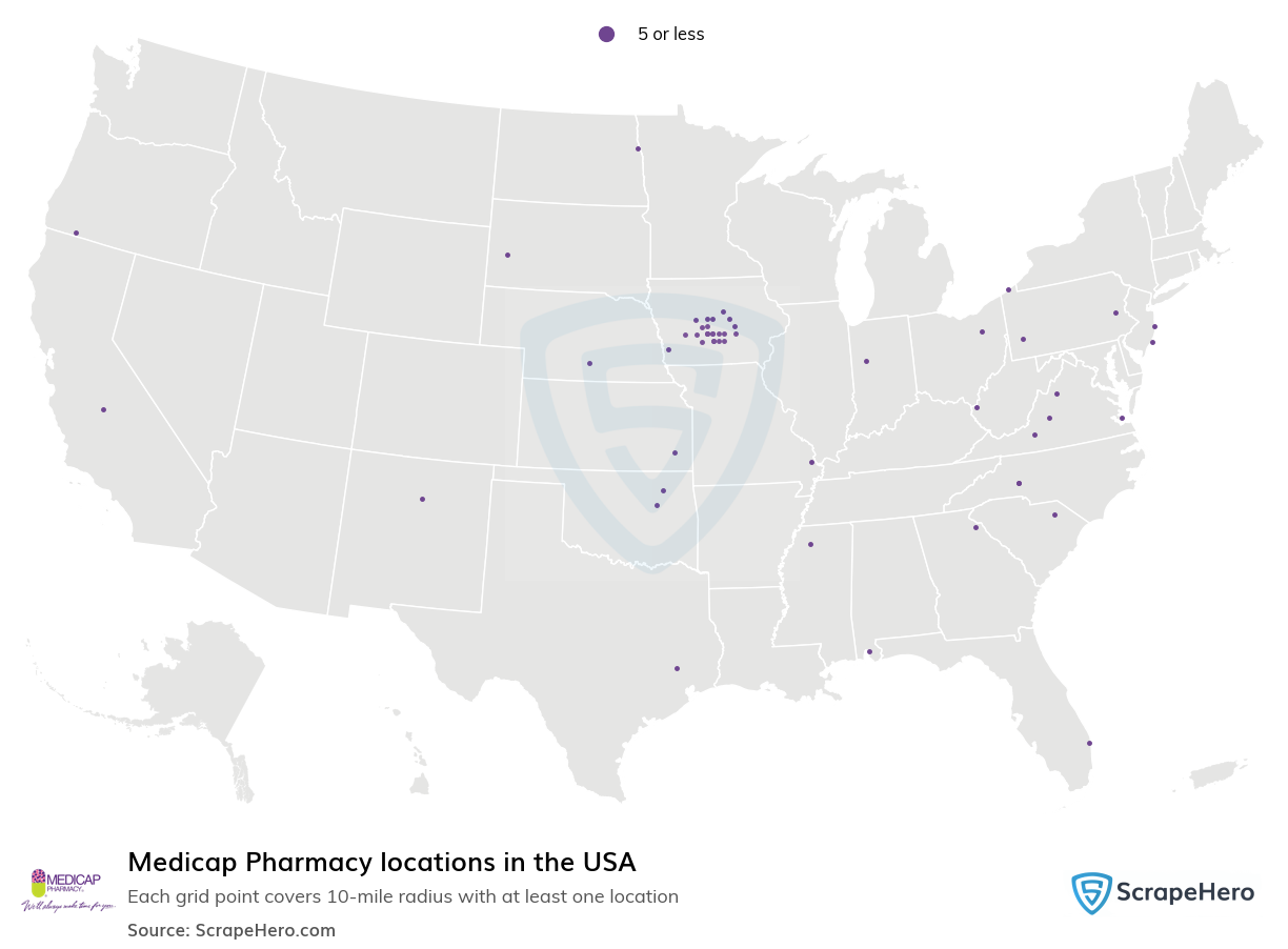 Map of  locations in the United States in 2024