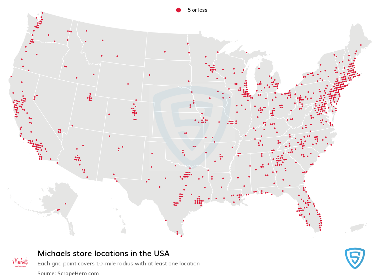 Map of  locations in the United States in 2024