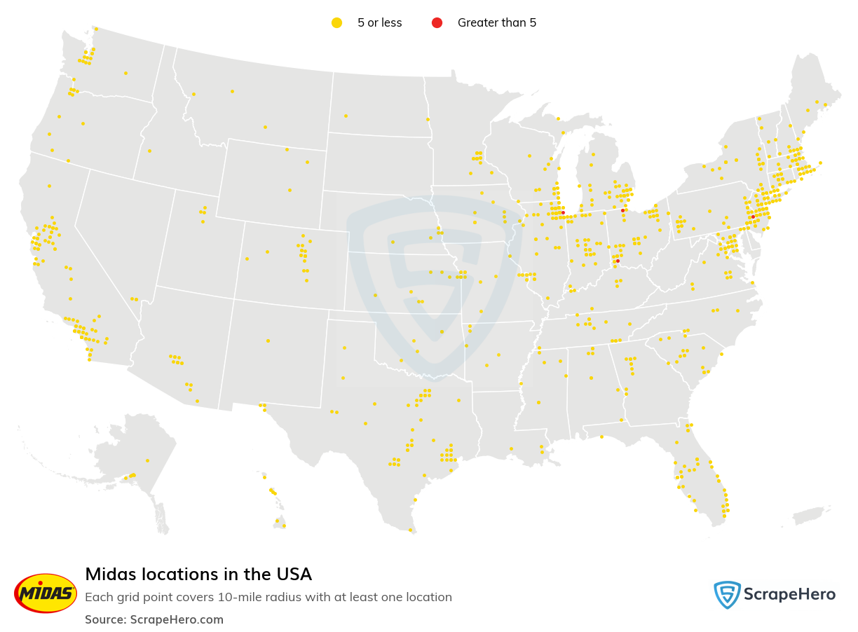 Map of  locations in the United States in 2025