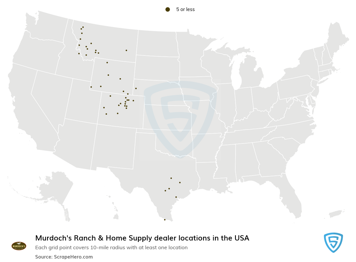 Map of Murdoch's Ranch & Home Supply dealers in the United States