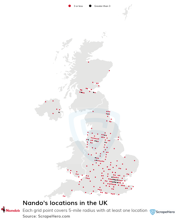 Map of  locations in the United Kingdom in 2024