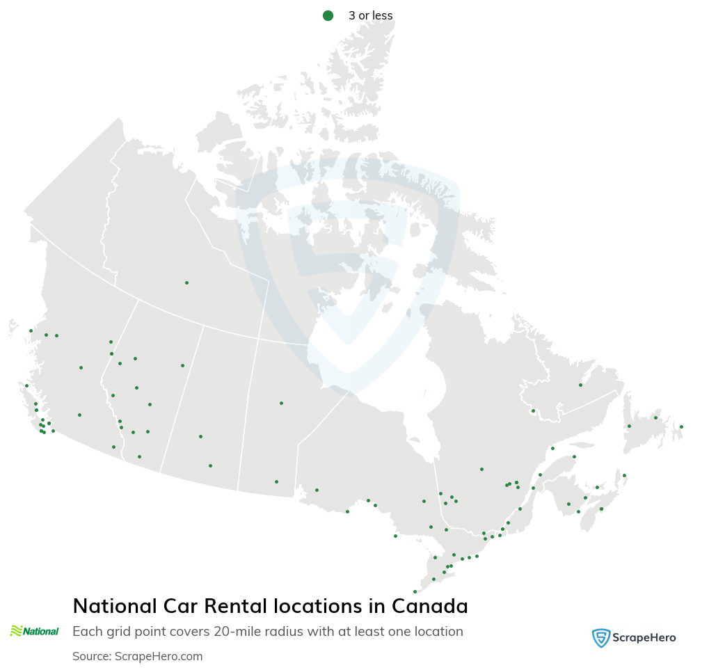 Map of  locations in Canada in 2025