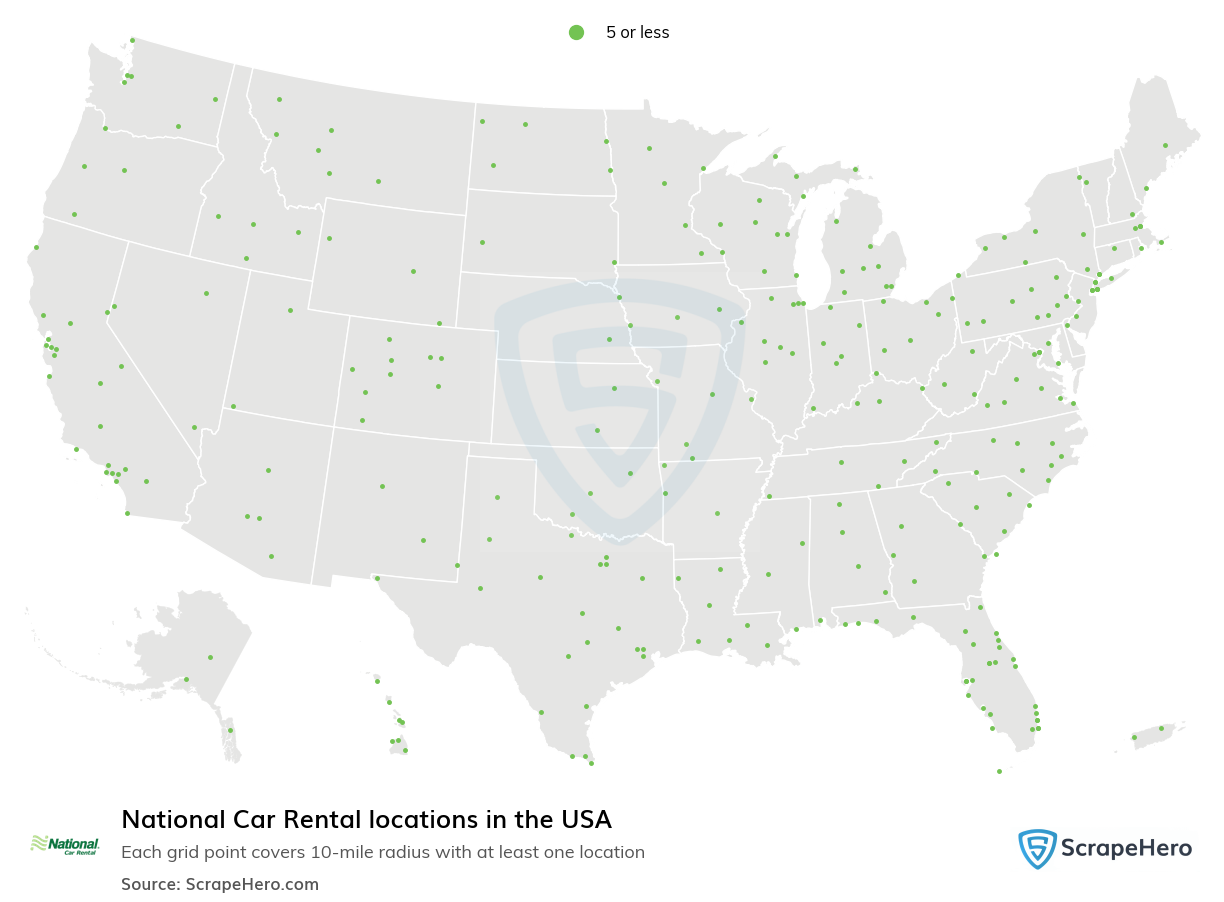 Map of  locations in the United States in 2025