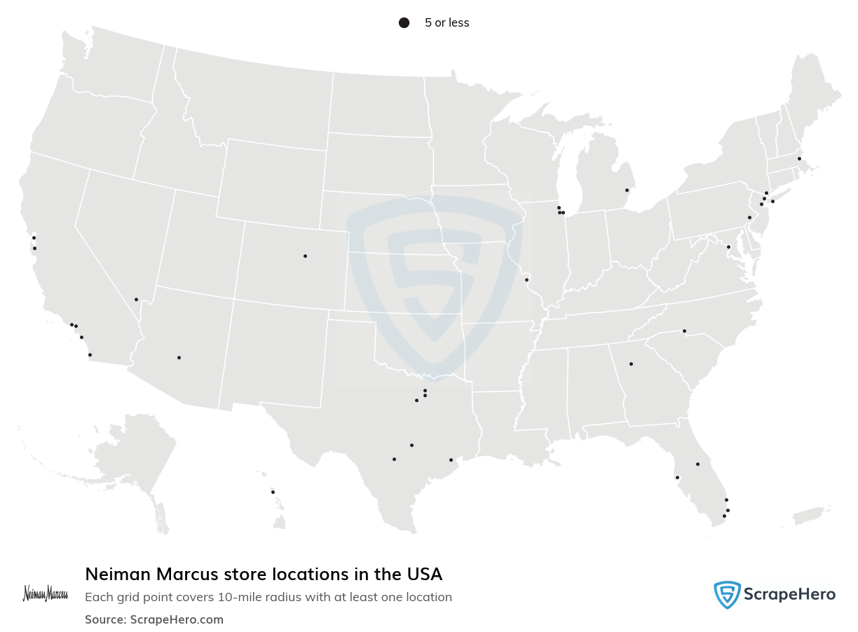 Map of  locations in the United States in 2025