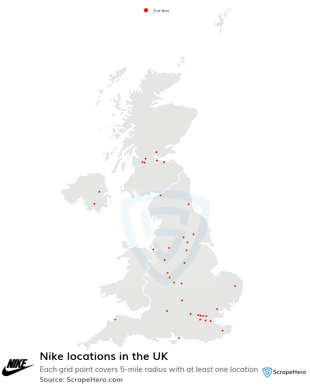 of Nike locations in the UK in 2023 | ScrapeHero