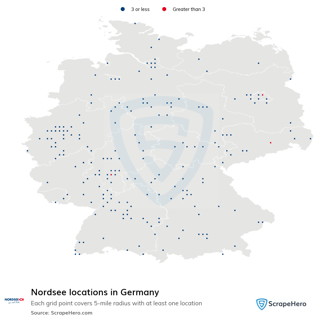 Map of Nordsee restaurants in Germany