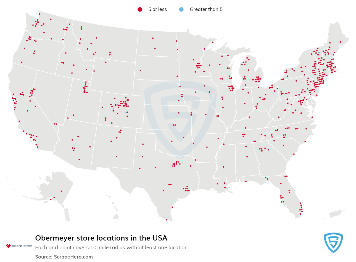 Map of  locations in the United States in 2025