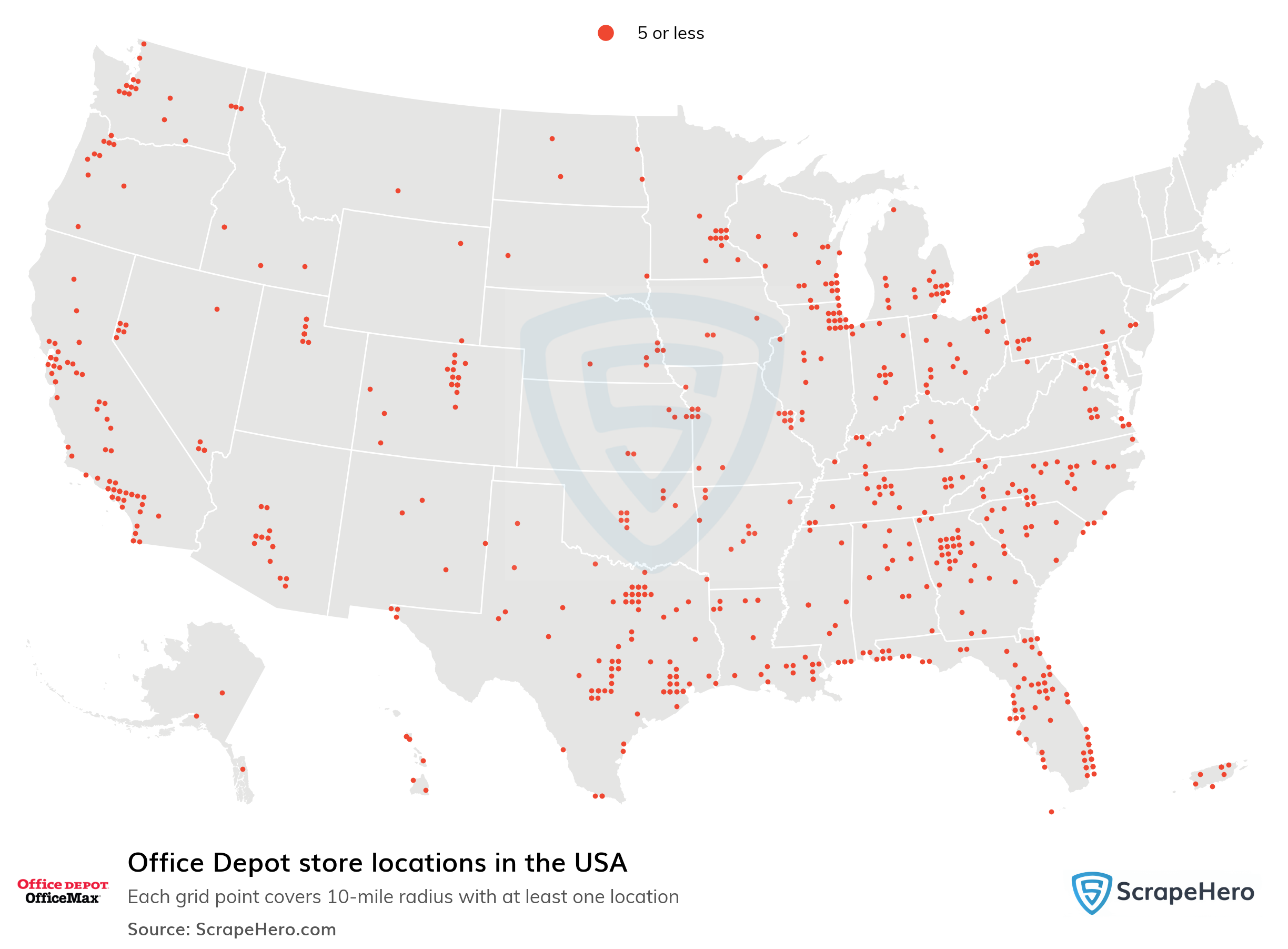 Number of Office Depot locations in the USA in 2023 | ScrapeHero