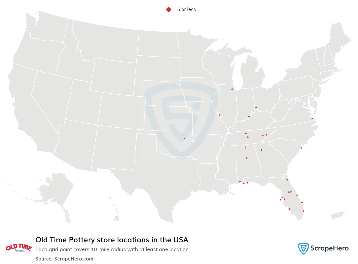 Old Time Pottery store locations