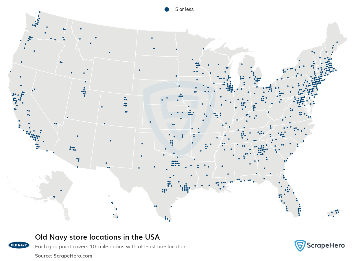 Map of  locations in the United States in 2025