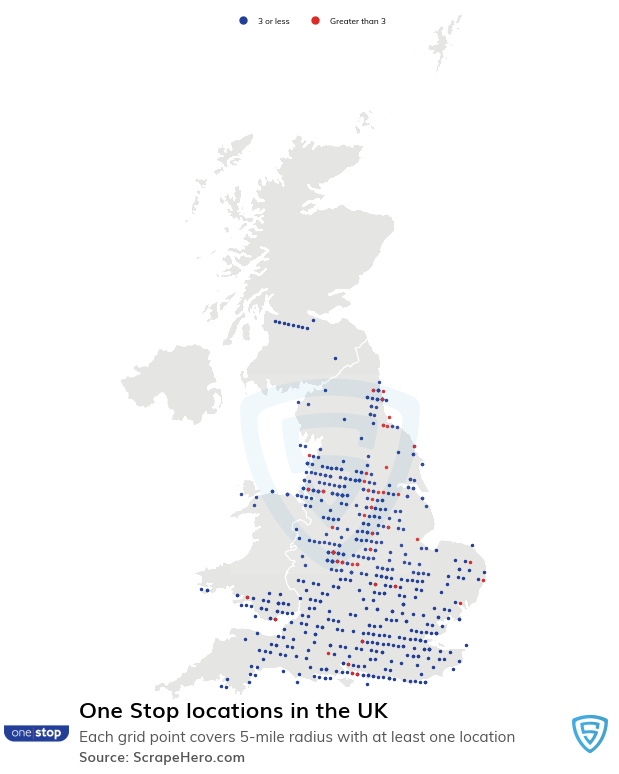 Map of One Stop stores in the United Kingdom