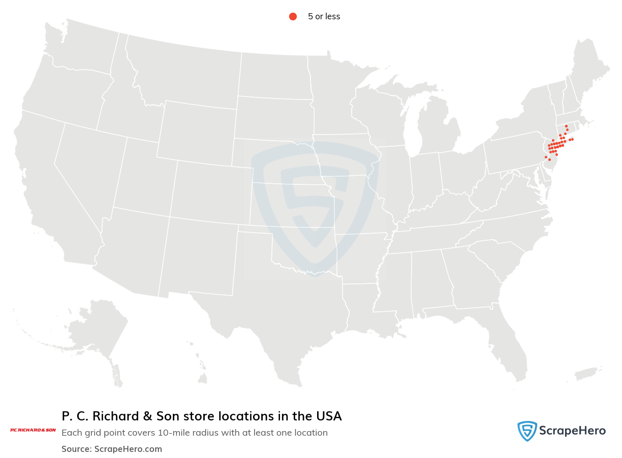 Map of  locations in the United States in 2025