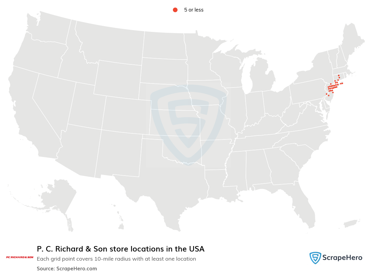 Map of  locations in the United States in 2024