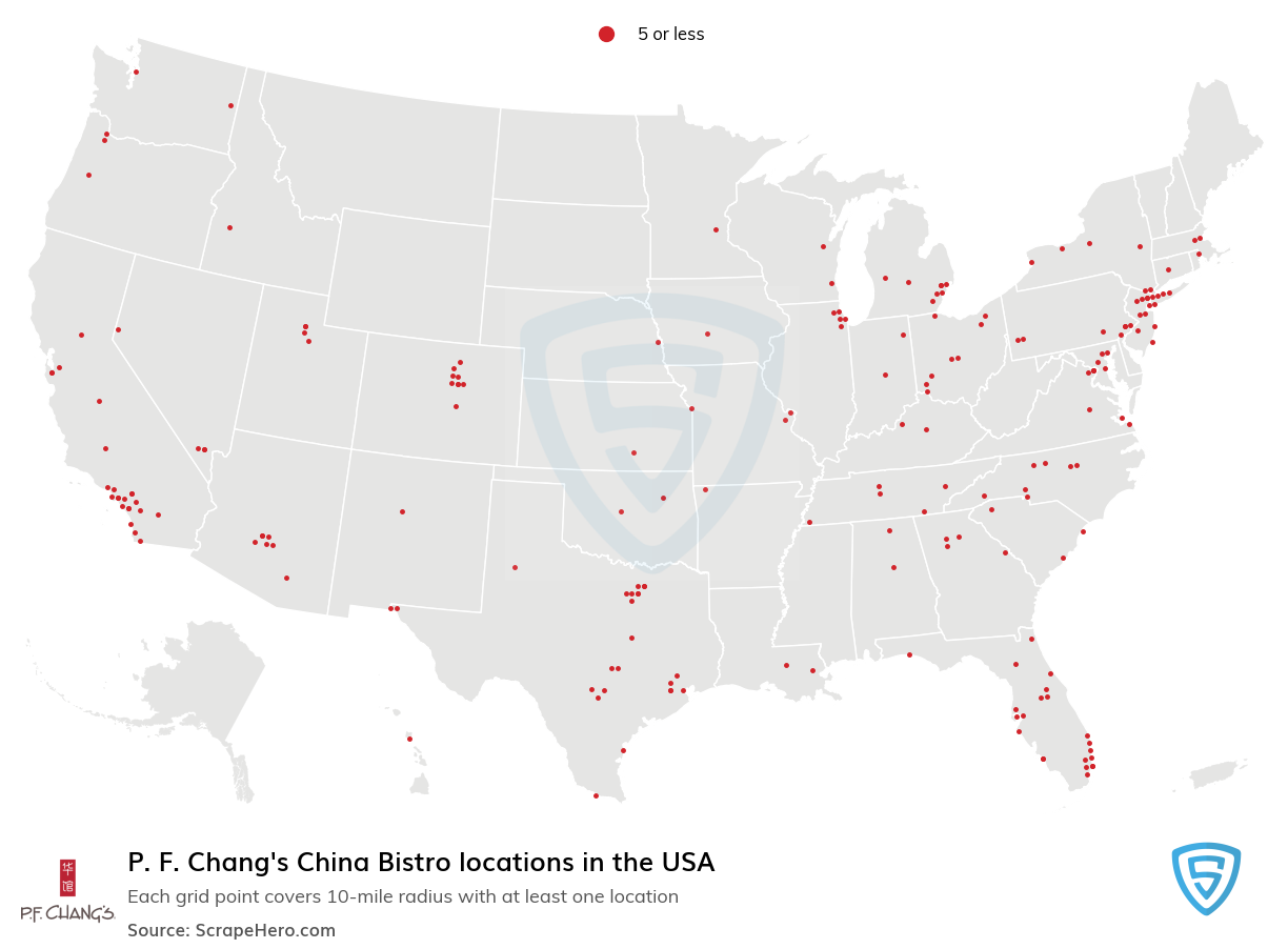 Map of P. F. Chang's China Bistro locations in the United States