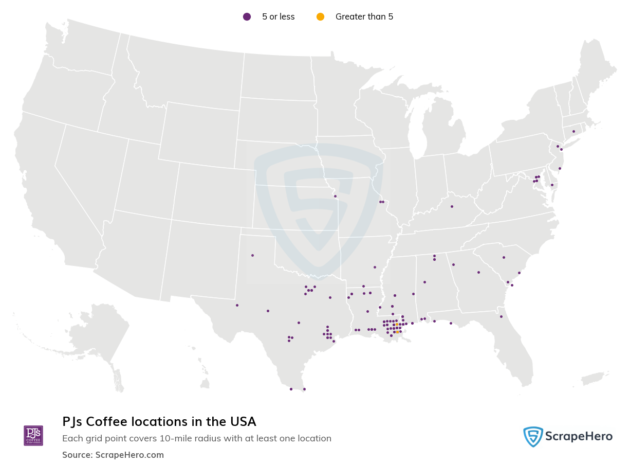 Map of  locations in the United States in 2024