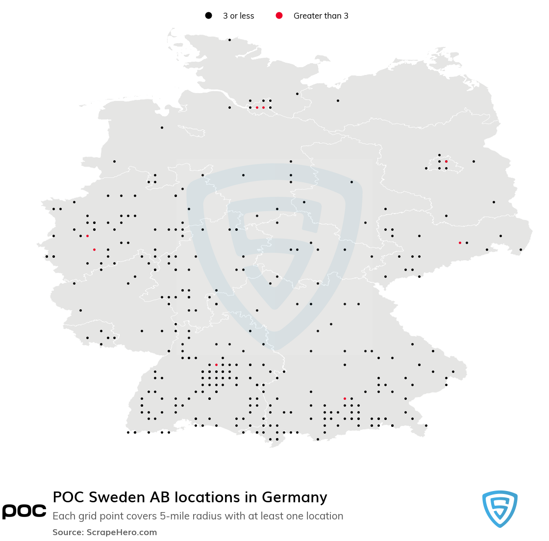 Map of POC Sweden AB dealers in Germany