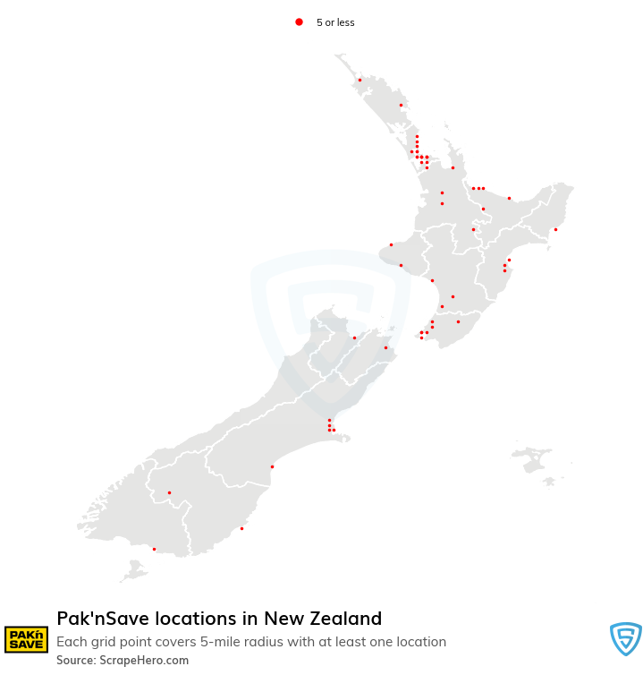 Map of Pak'nSave locations in New Zealand