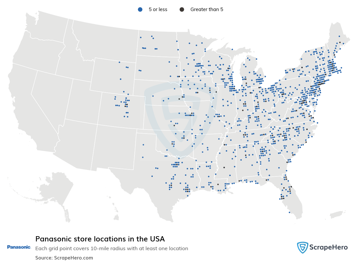 Map of  locations in the United States in 2024