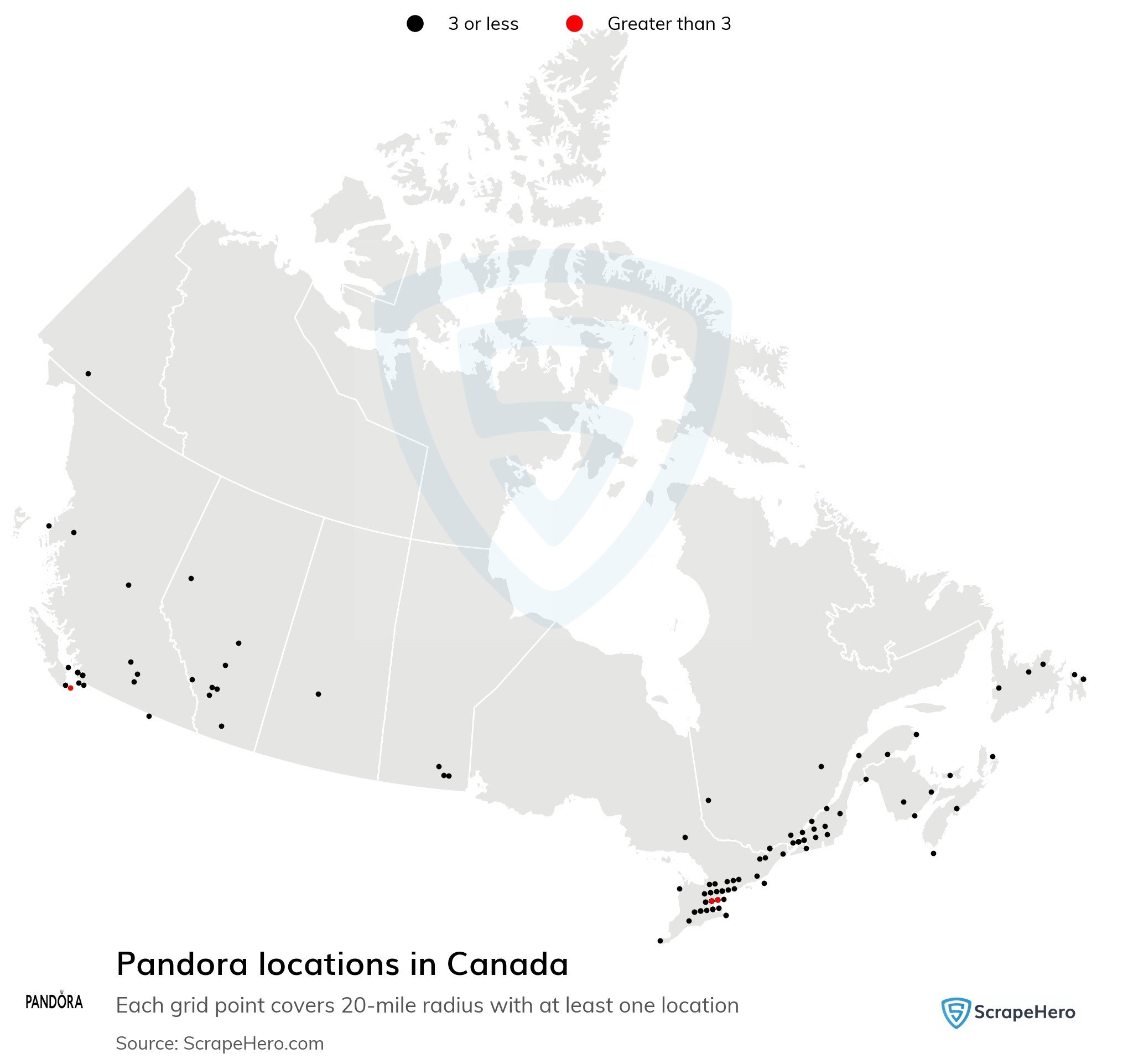 hul To grader intellektuel List of all Pandora store locations in Canada - ScrapeHero Data Store