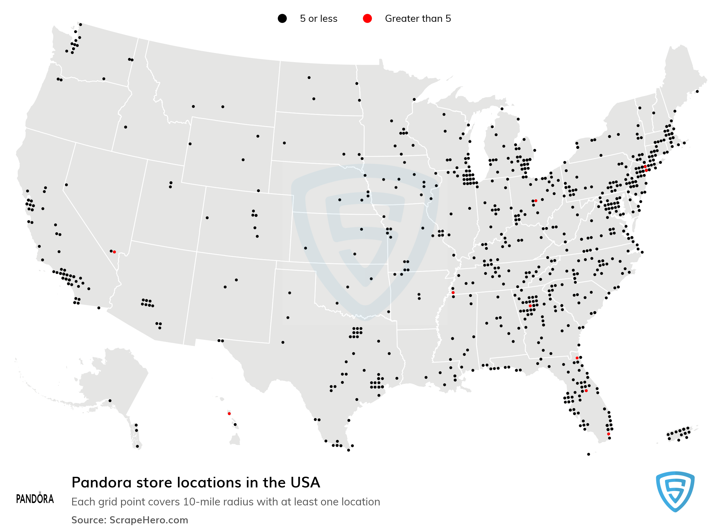 Grønthandler Advarsel se List of all Pandora store locations in the USA - ScrapeHero Data Store