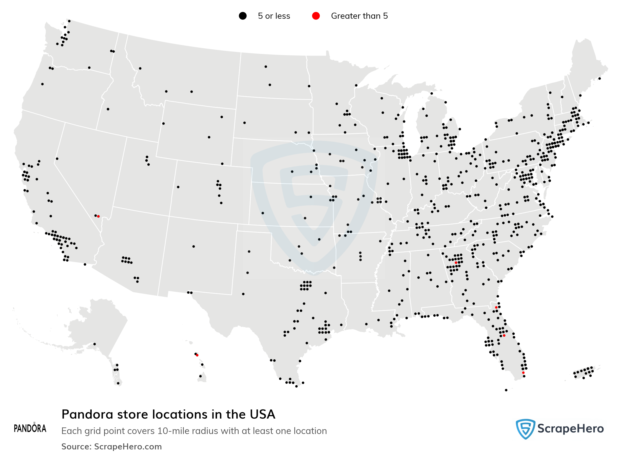 Grønthandler Advarsel se List of all Pandora store locations in the USA - ScrapeHero Data Store