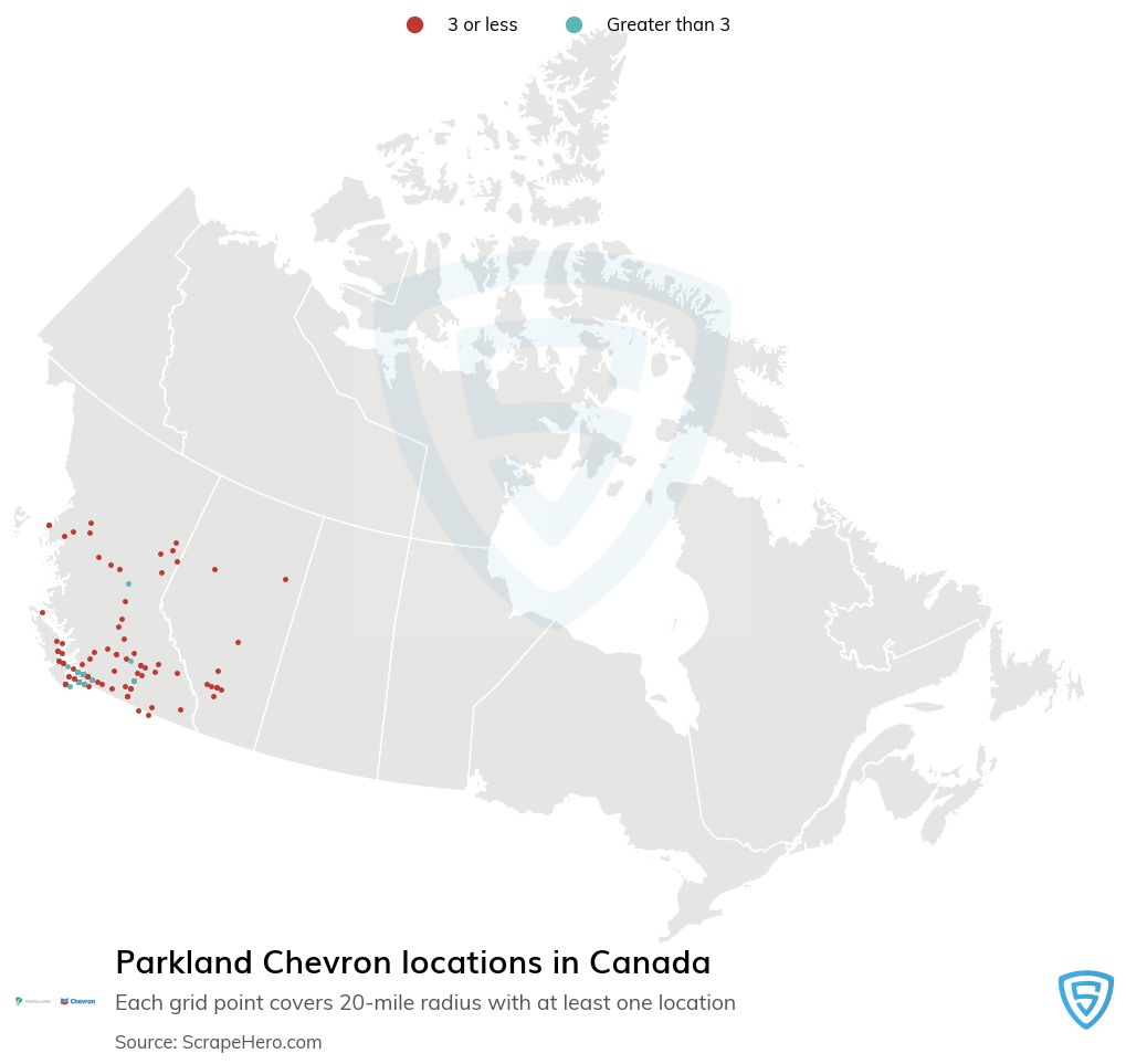 Parkland Chevron gas station locations