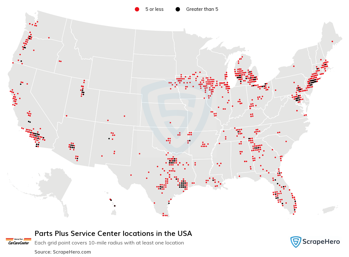 Parts Plus Service Center locations