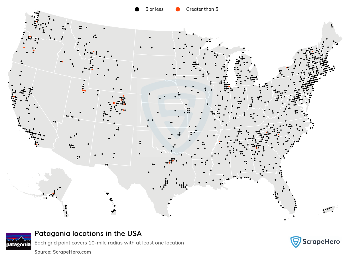 Map of  locations in the United States in 2025