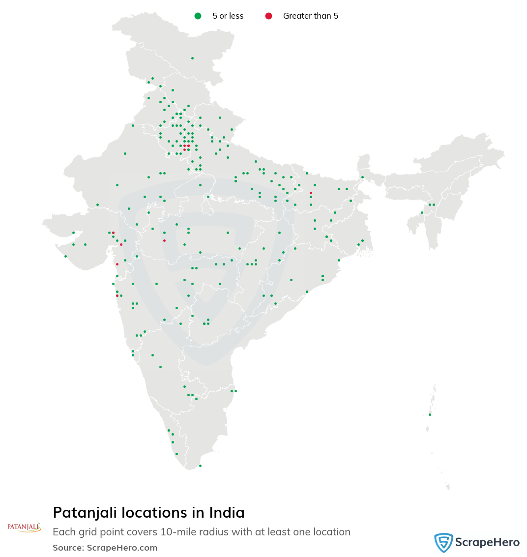 Map of Patanjali locations in India