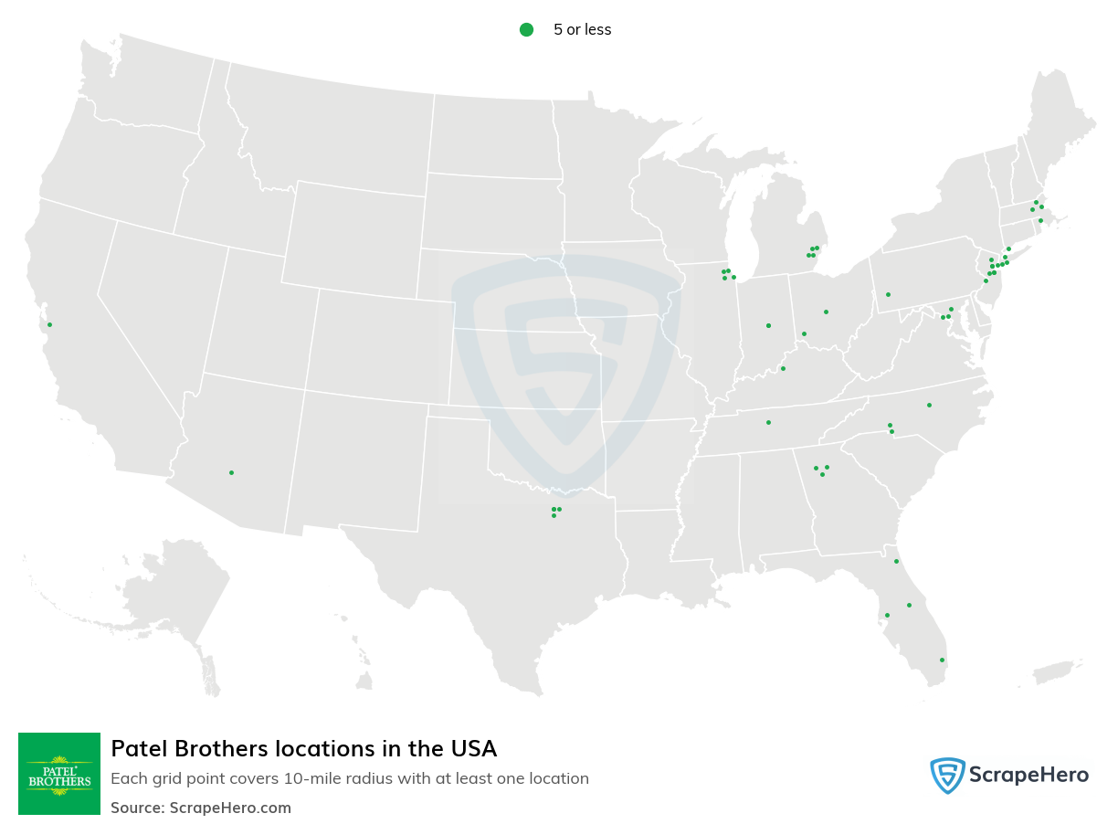 Map of  locations in the United States in 2025
