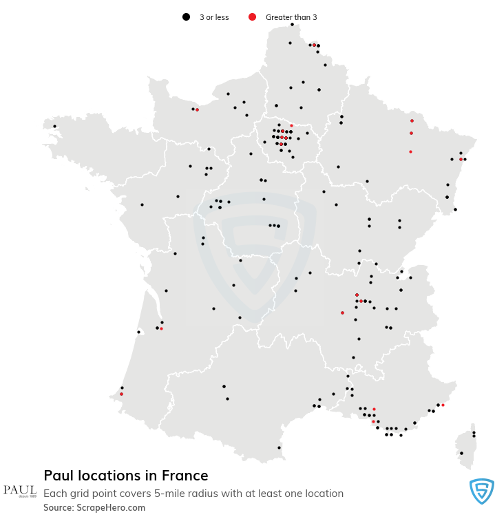 Map of Paul locations in France