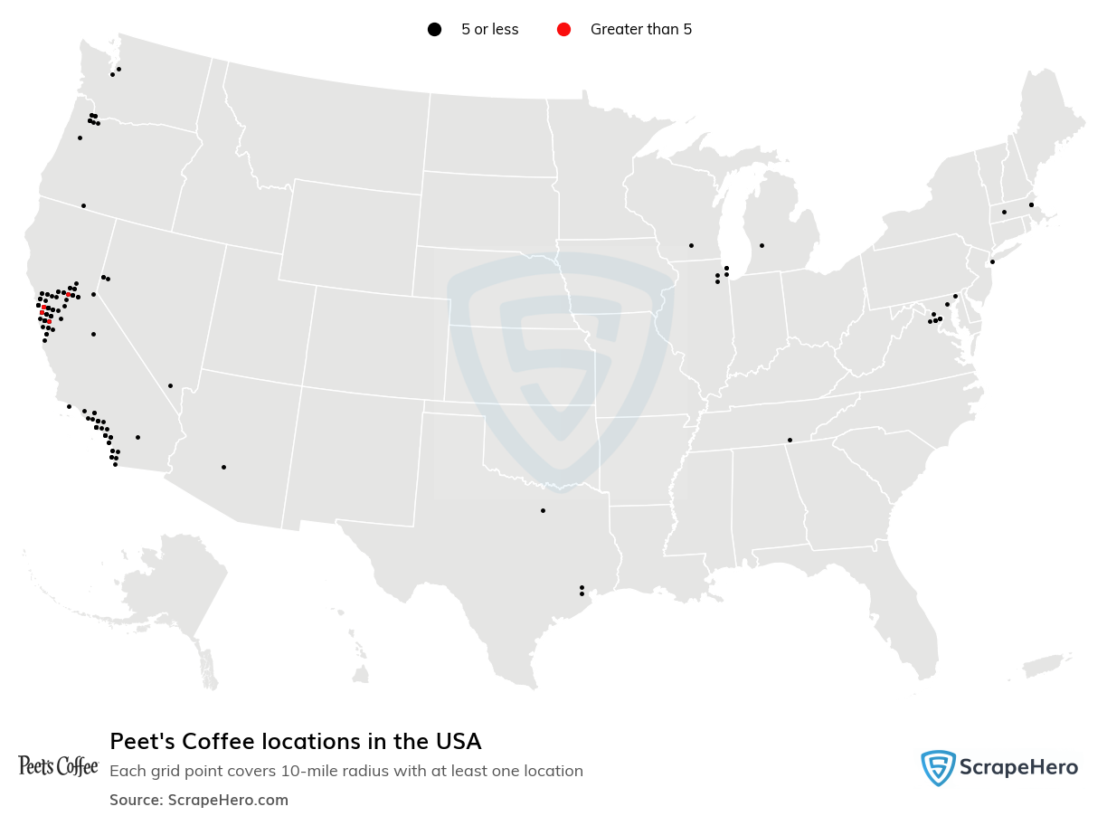 Map of  locations in the United States in 2024