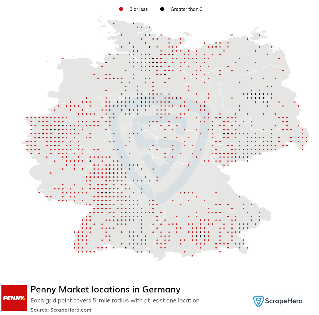 Map of Penny Market stores in Germany