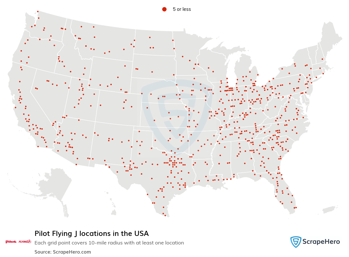 Map of  locations in the United States in 2025