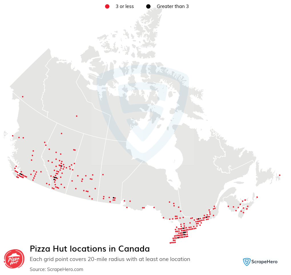 Map of  locations in Canada in 2024