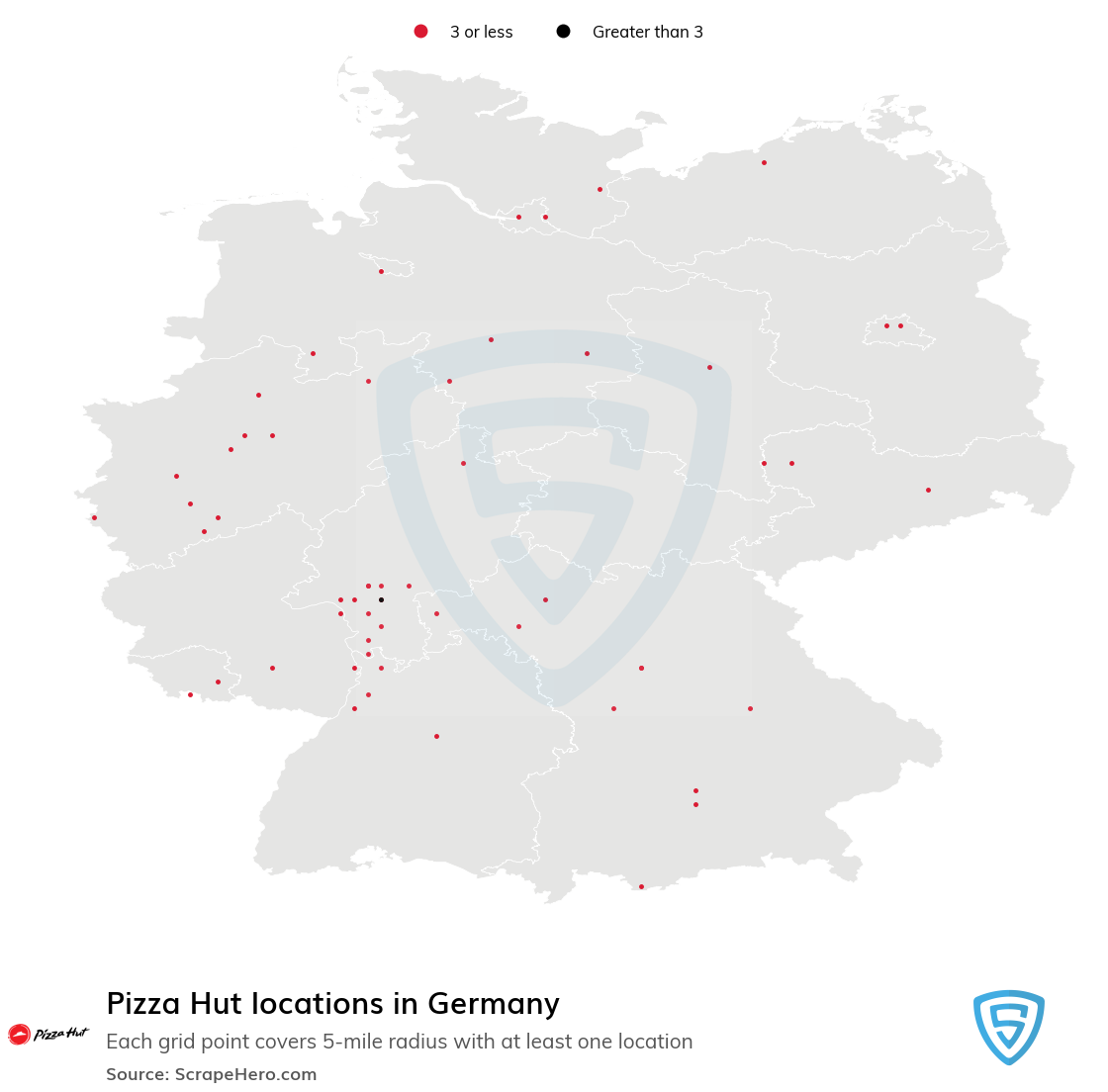 Map of Pizza Hut stores in Germany
